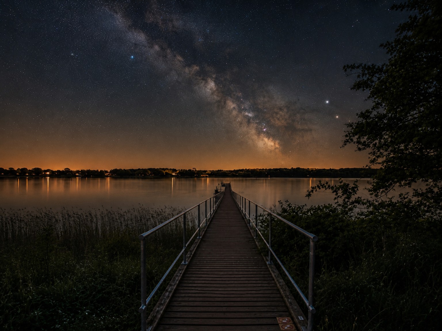 Nattehimmel ved badebro, fotograferet af Jacob Rytter