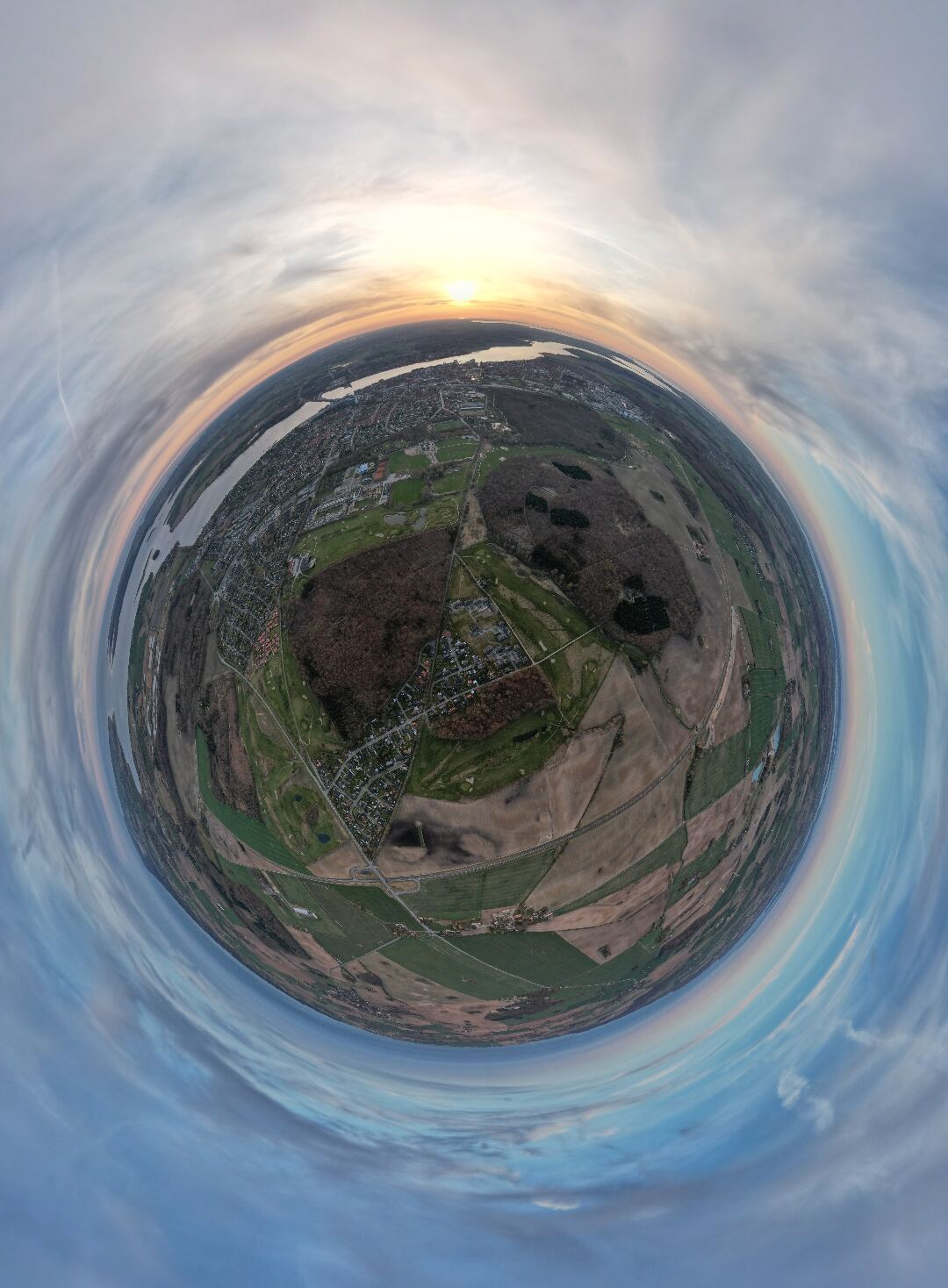Marklandskab formet som en Tiny Planet